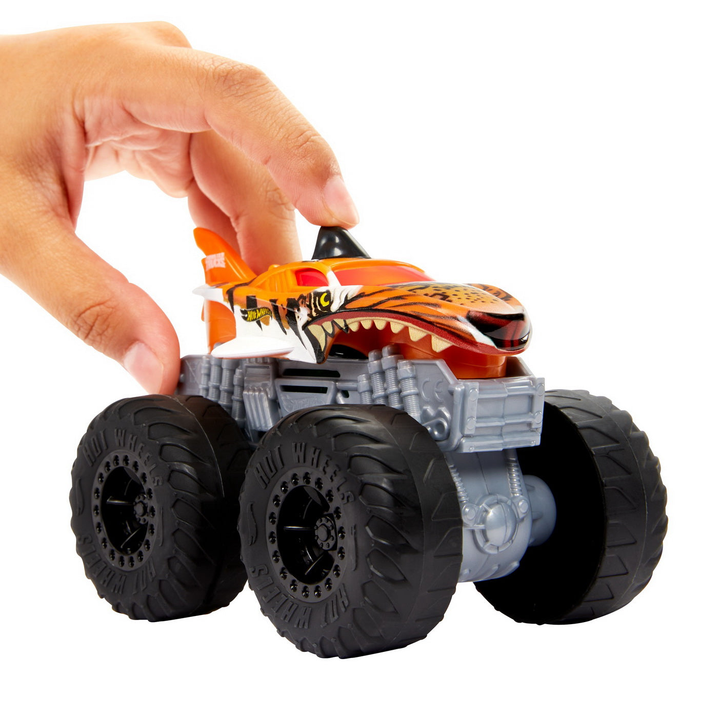 Hot wheels monster truck roarin wreckers tiger shark cu functii si sunete scara  1:43