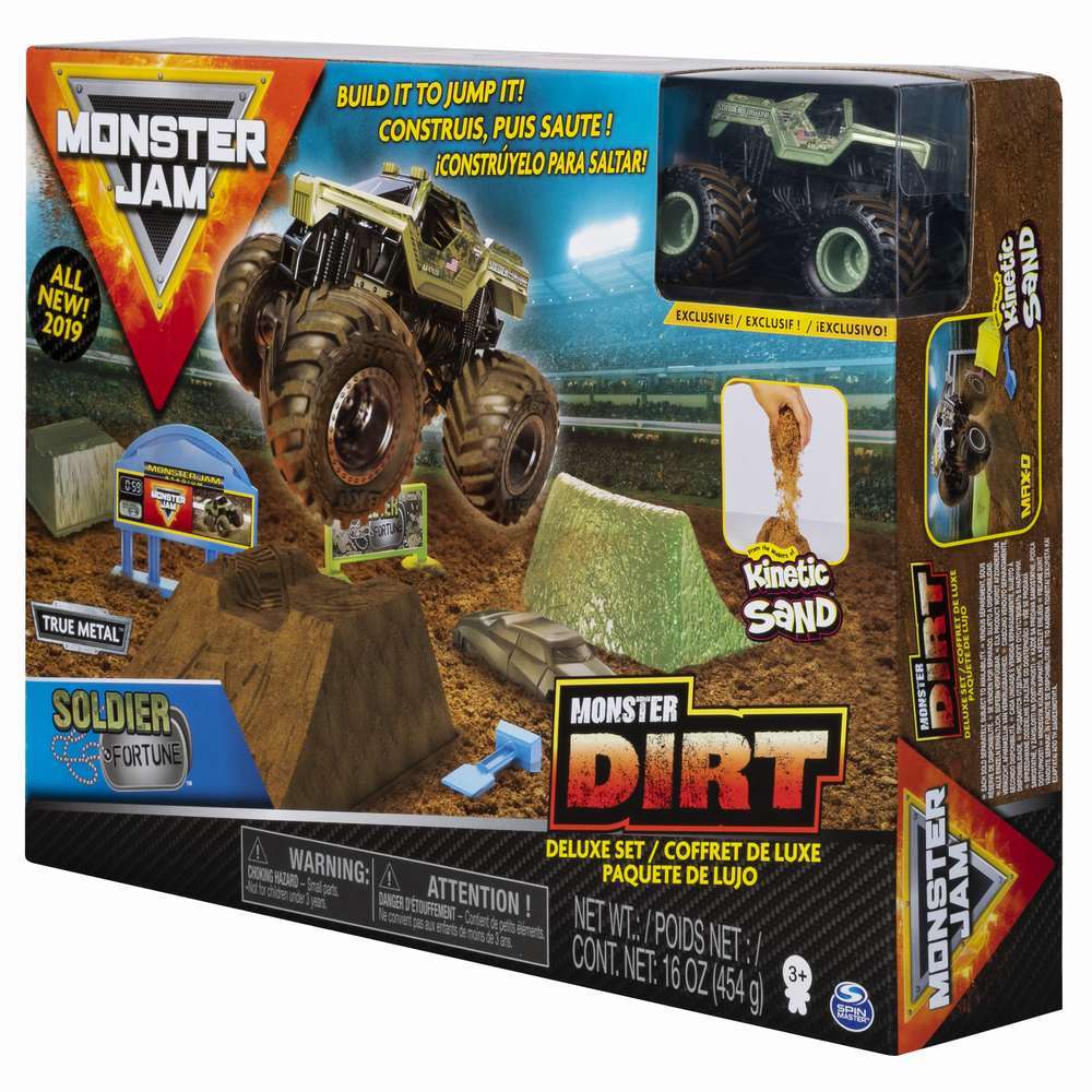 Monster jam set camioneta cu nisip si accesorii cu rampa