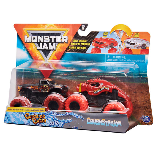 Monster jam set 2 masinute blestemul capitanului si crush station color change