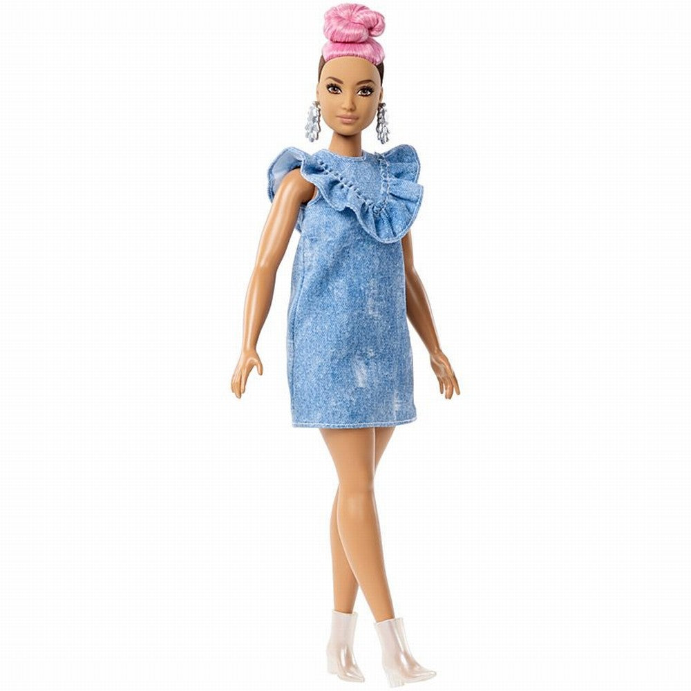 Papusa barbie fashionista cu coc roz