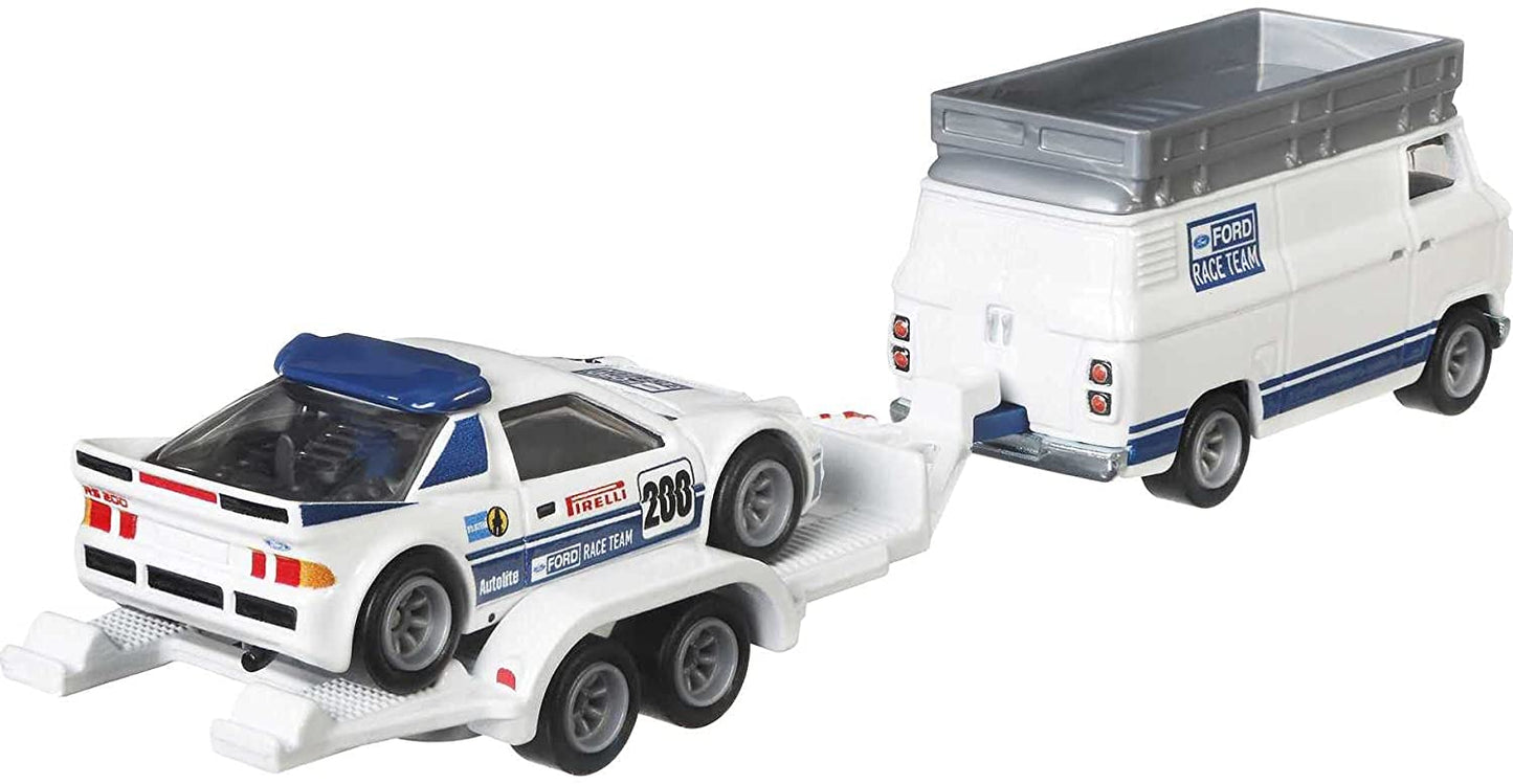 Hot wheels transportator rally van cu masinuta  ford rs200 scara 1:64