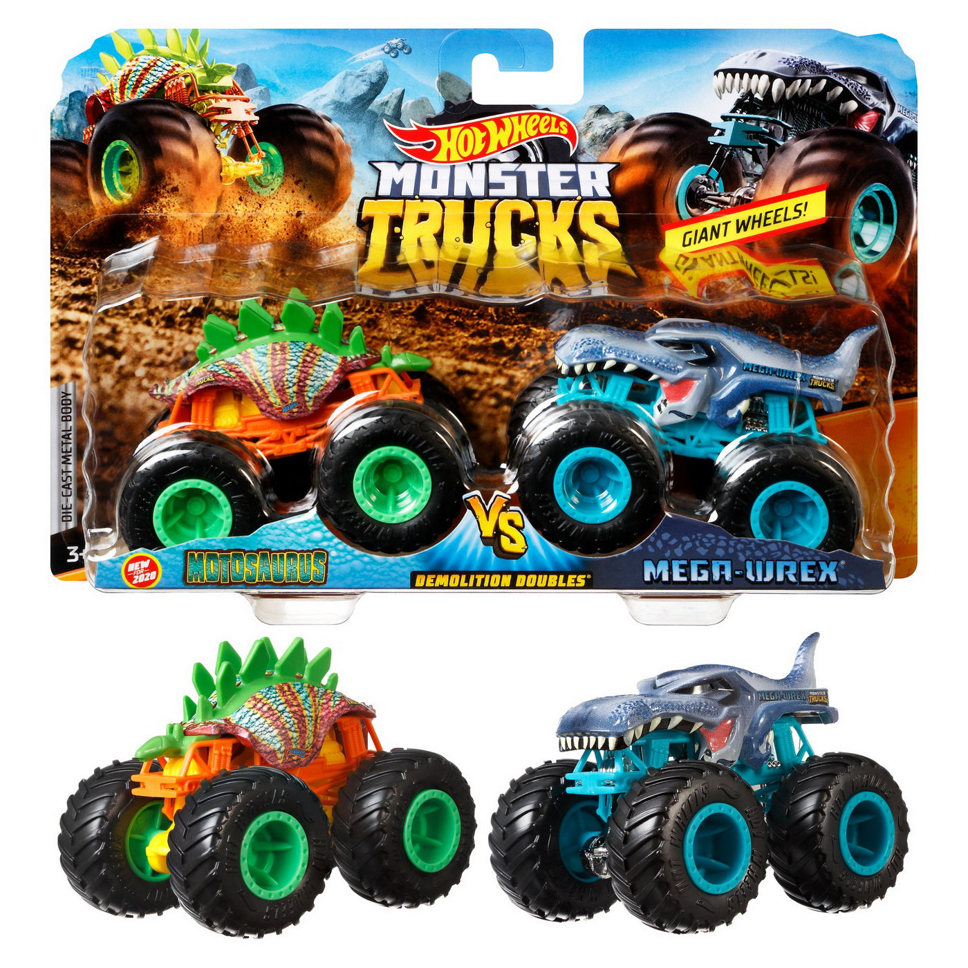 Monster truck set 2 masini scara 1 la 64 motosaurus si mega wrex