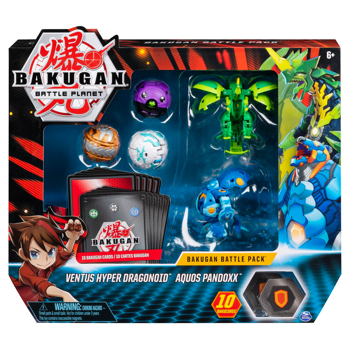 Bakugan set de lupta cu 5 bile ventus hyper dragonoid si aquos pandoxx