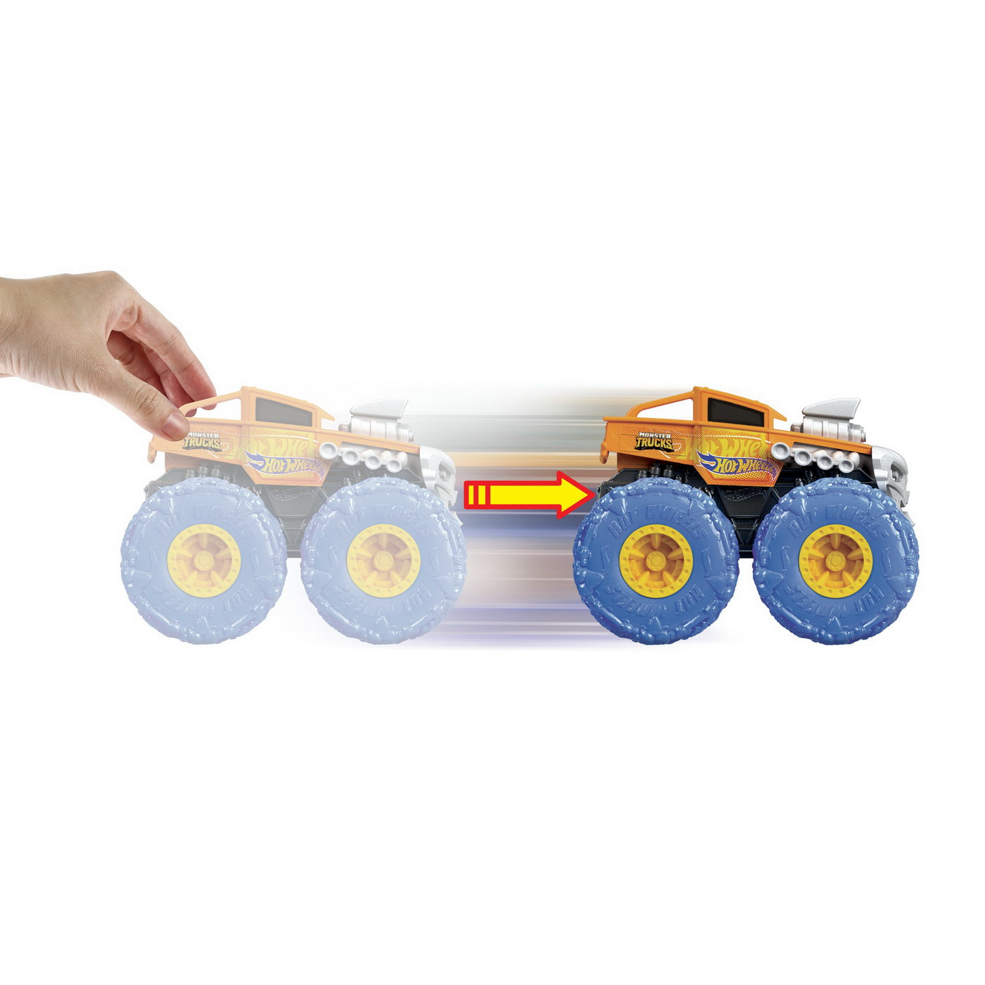 Hot wheels monster truck masinuta twister tredz bone shaker portocaliu scara 1:43