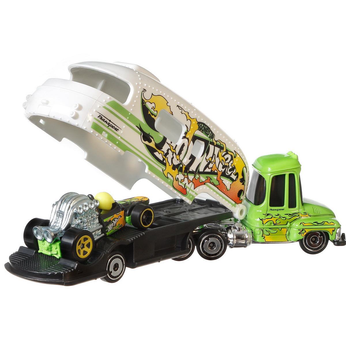 Set camion si masina sport hot wheels tooned up