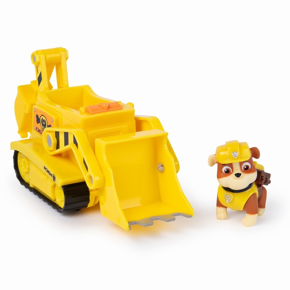 Figurina cu autovehicul paw patrol buldozerul lui rubble