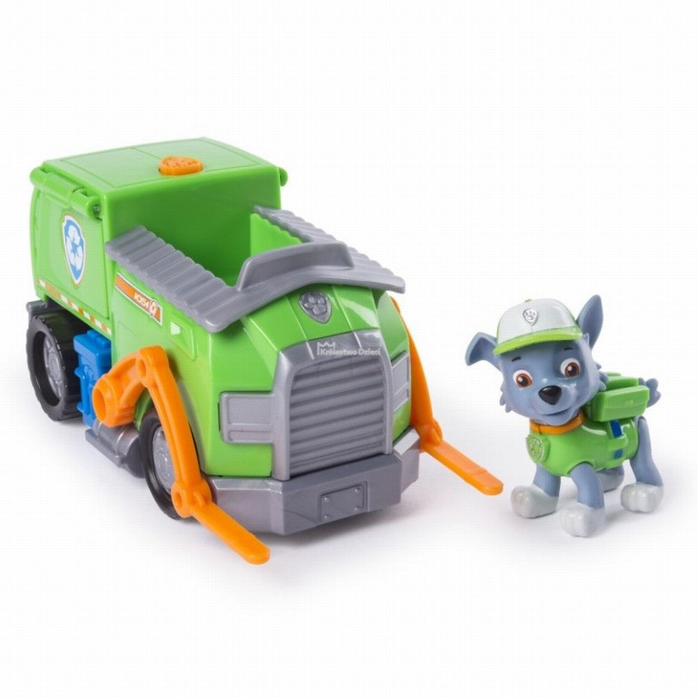 Figurina si autovehicul paw patrol remorcherul lui rocky