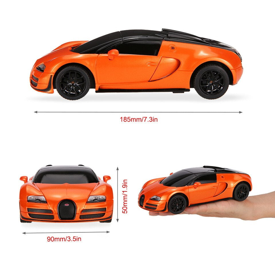 Masina cu telecomanda bugatti grand sport vitesse portocaliu cu scara 1 la 24