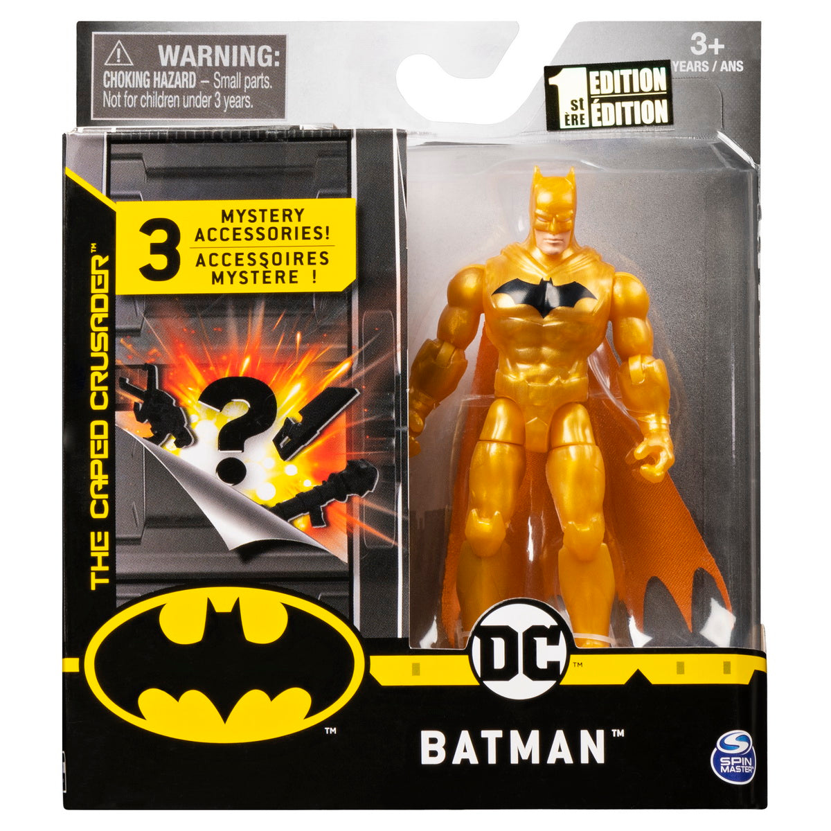 Figurina batman auriu 10cm cu 3 accesorii surpriza