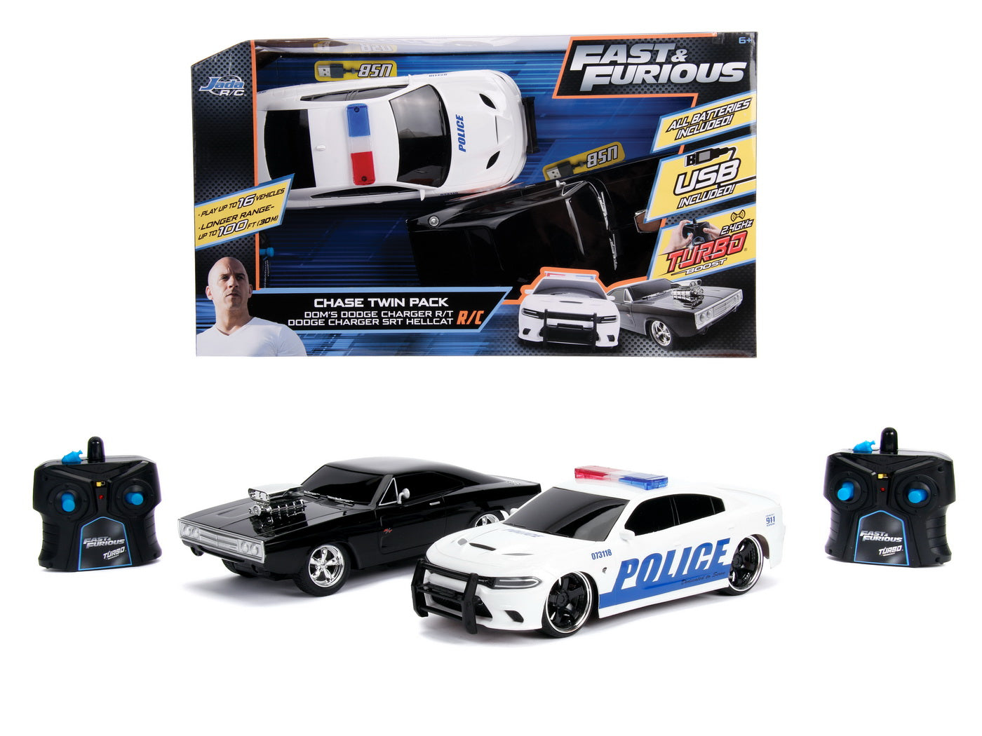 Set masinute fast and furious rc toyota supra&dodge charger srt scara 1:16