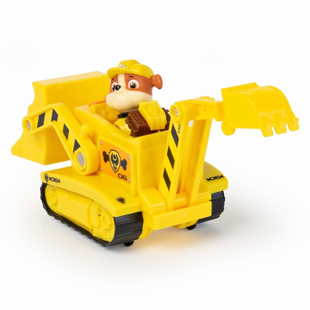 Figurina cu autovehicul paw patrol buldozerul lui rubble