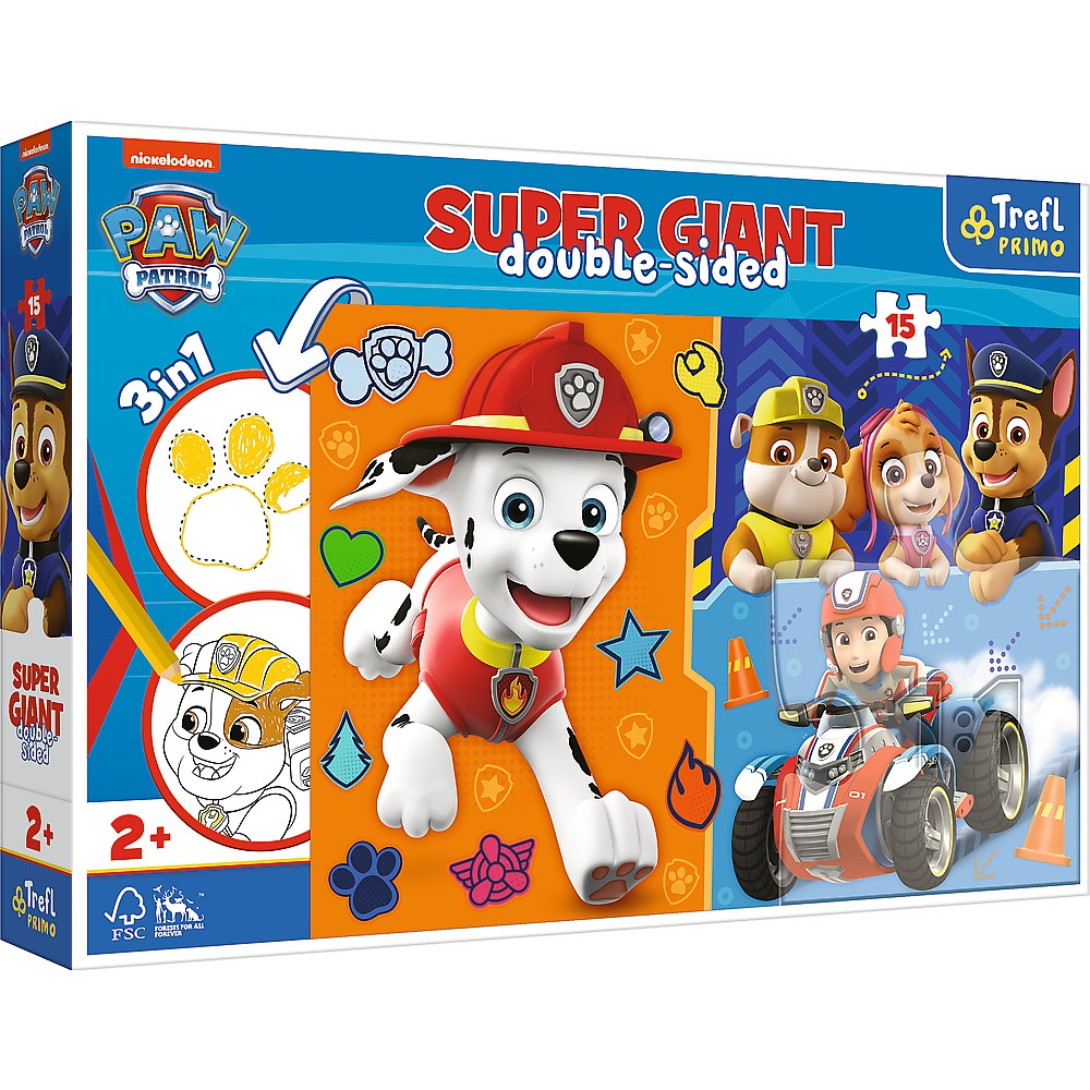 Puzzle trefl primo  super giant 15 patrula catelusilor cunoaste echipa