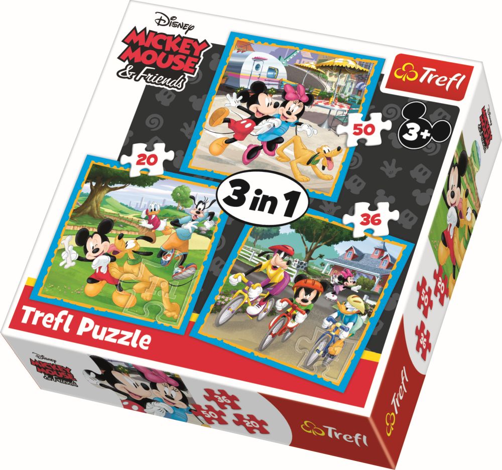 Puzzle trefl 3in1 mickey mouse si prietenii