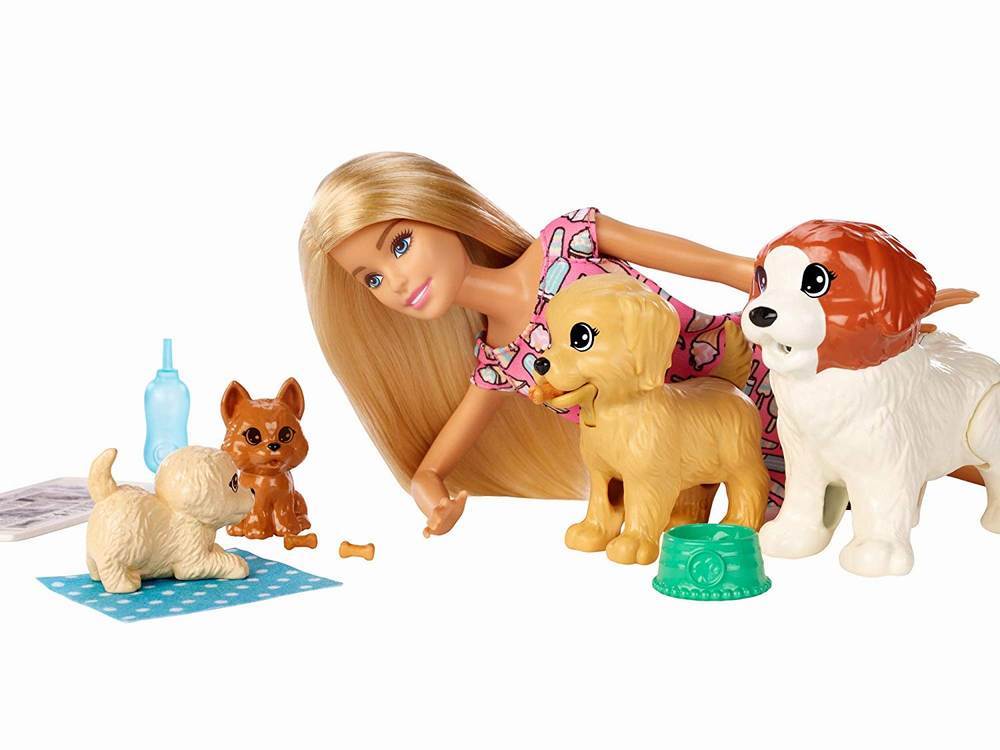 Papusa barbie set cu catelusi