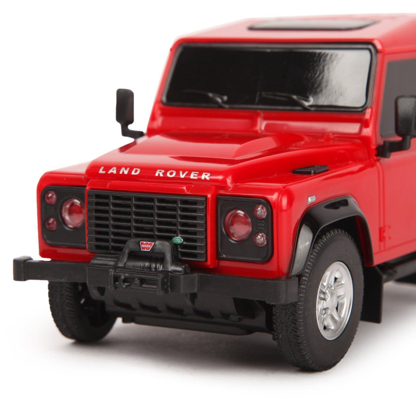 Masina cu telecomanda land rover defender rosie cu scara 1 la 24