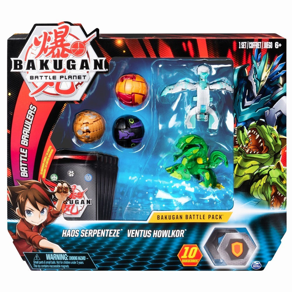 Bakugan set de lupta cu 5 bile haos serpenteze si ventus howlkor