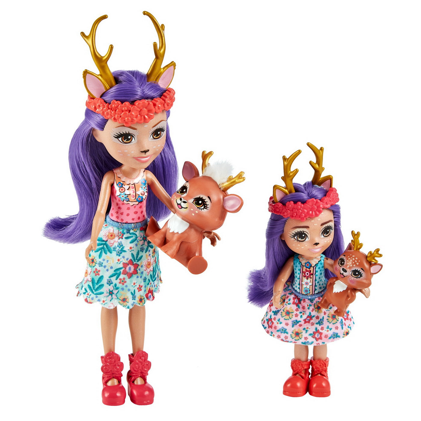 Enchantimals set papusi surori si animalutele lor  danessa deer & sprint si danetta deer & fleet