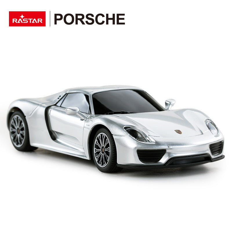 Masina cu telecomanda porsche 918 spyder argintiu cu scara 1 la 24