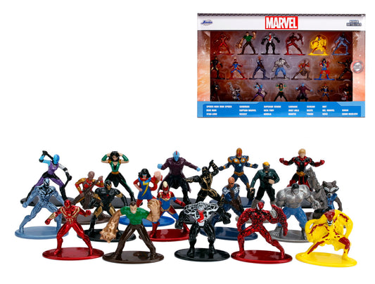 Set 20 de figurine metalice cu eroii marvel si figurina iron man inclusa