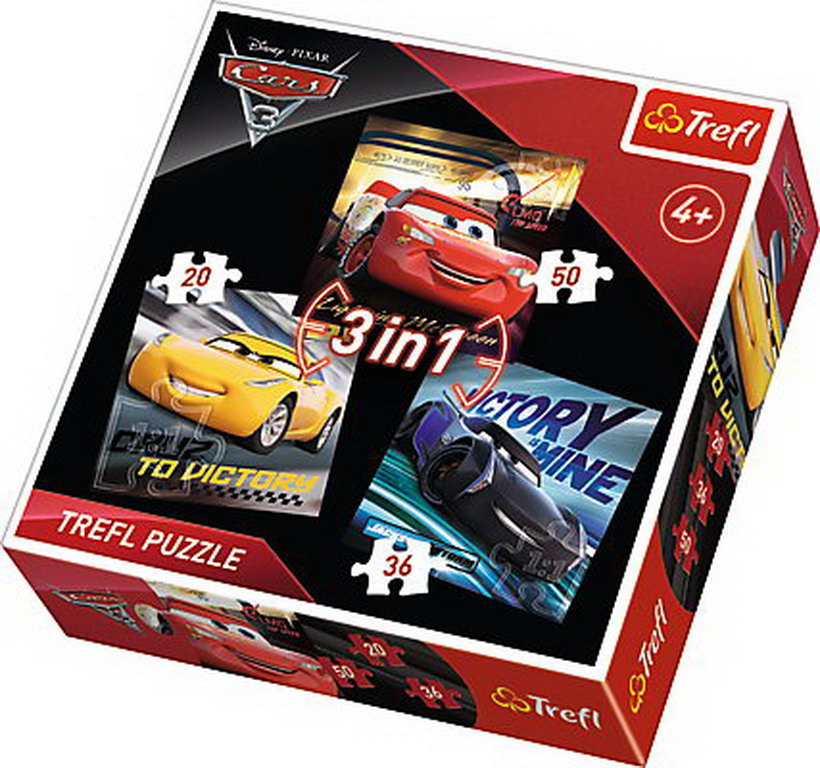 Puzzle trefl 3in1 legende cars3