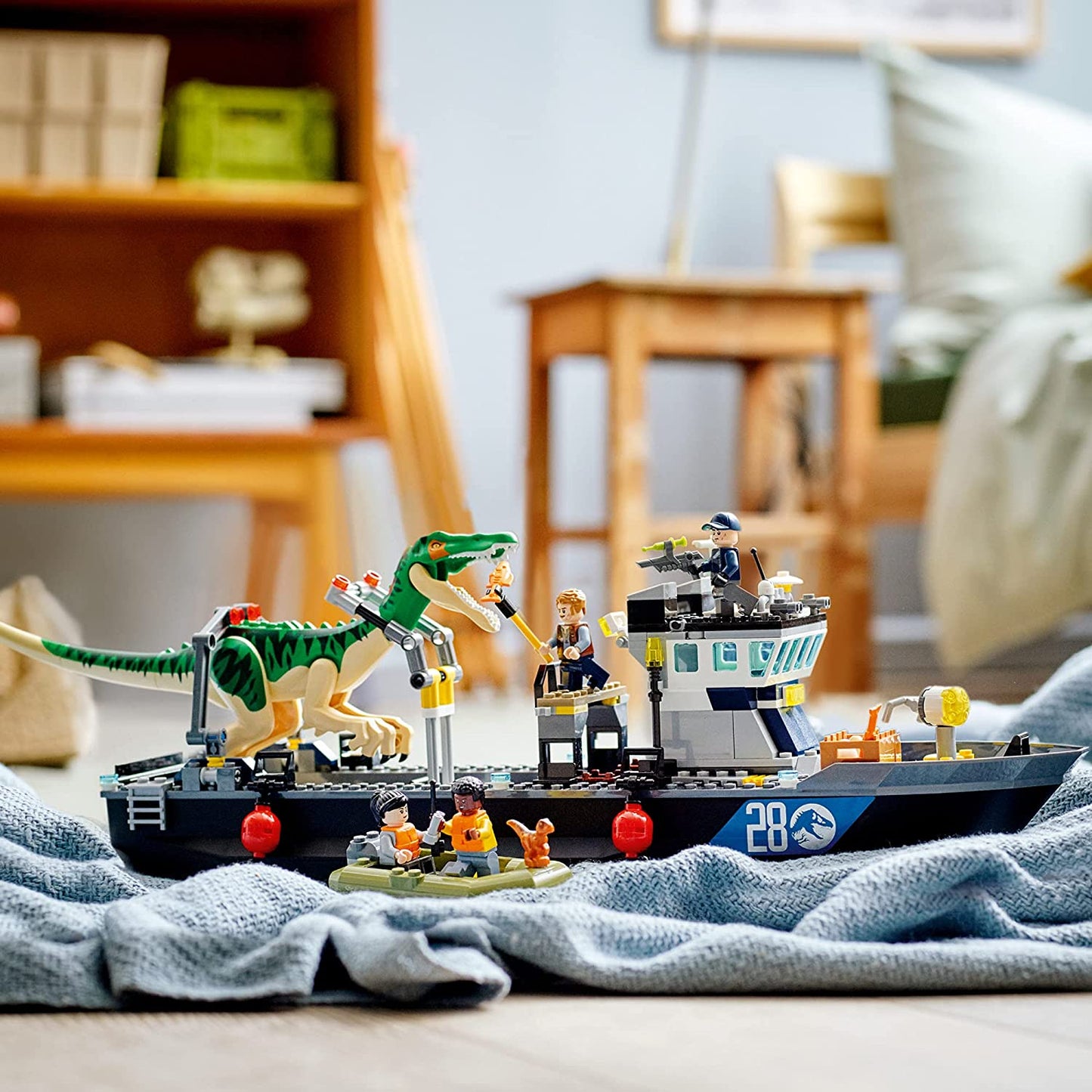 Lego jurassic world evadarea cu barca a dinozaurului baryonyx