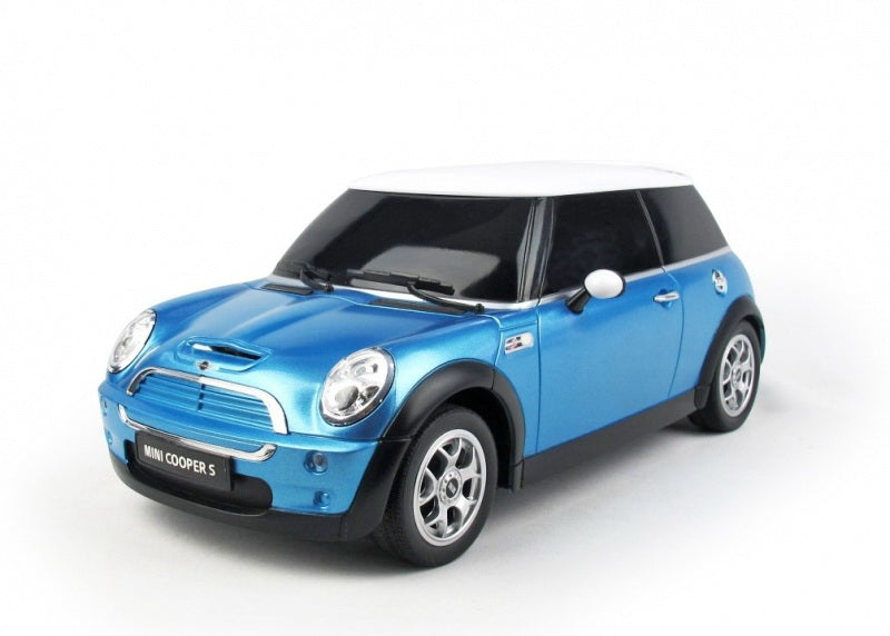 Masina cu telecomanda minicooper bleu cu scara 1 la 18