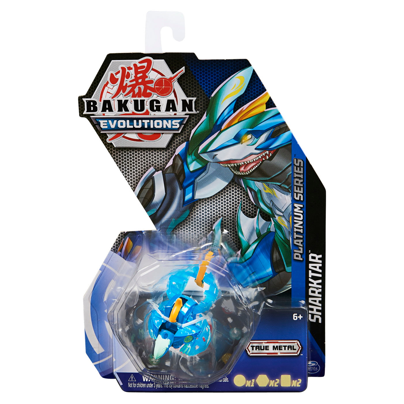 Bakugan s4 figurina metalica sharktar albastru