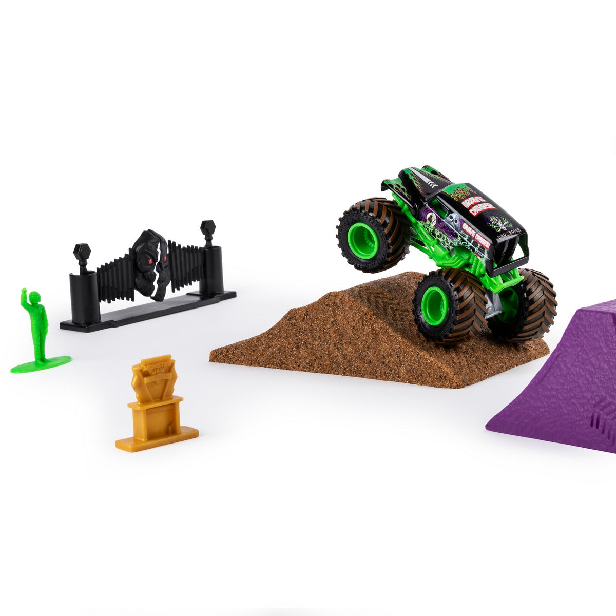 Monster jam set camioneta cu nisip si accesorii grave digger