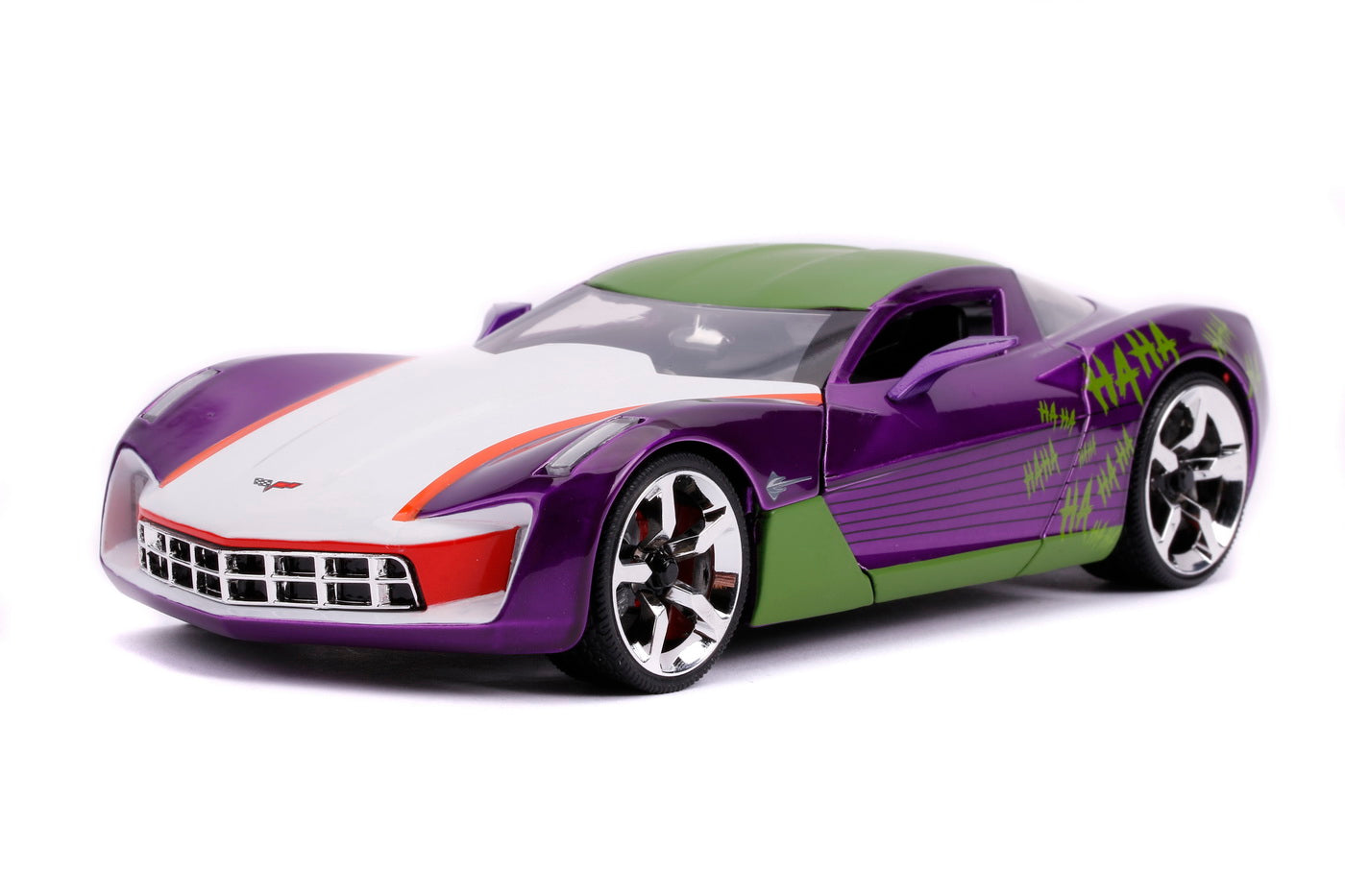 Masinute metalica chevy corvette stingray 2009 si figurina joker scara 1:24