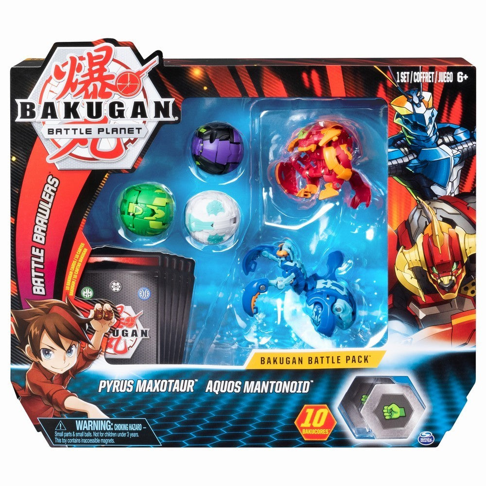 Bakugan set de lupta cu 5 bile pyrus maxotaur si aquos mantonoid