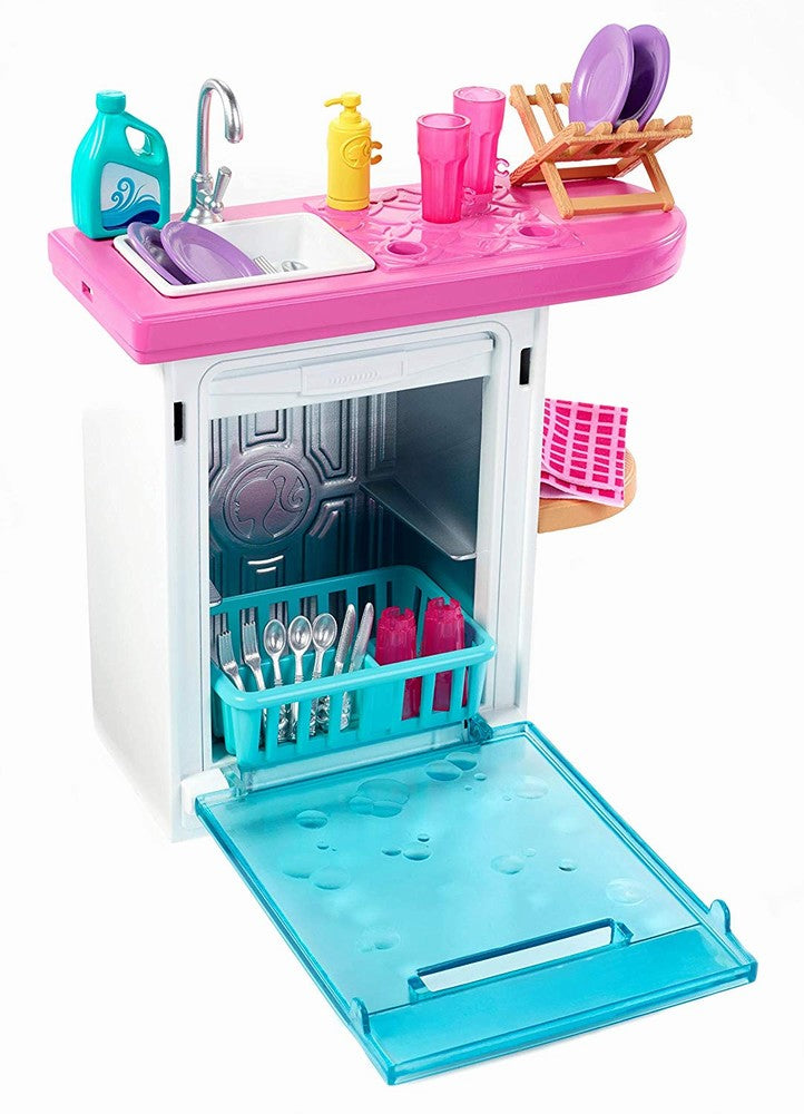 Set mobilier barbie bucatarie cu vesela