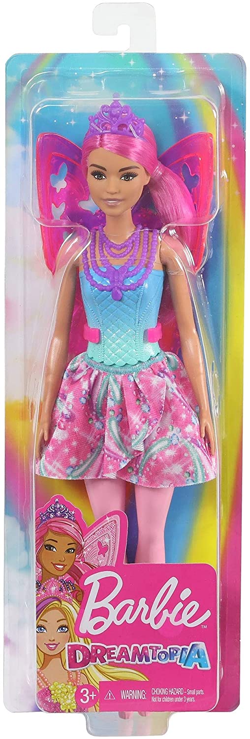 Barbie papusa printesa dreamtopia zane cu par roz si aripi