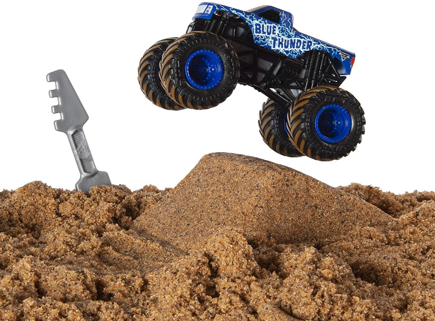 Monster jam set camioneta cu nisip kinetic thunder blue