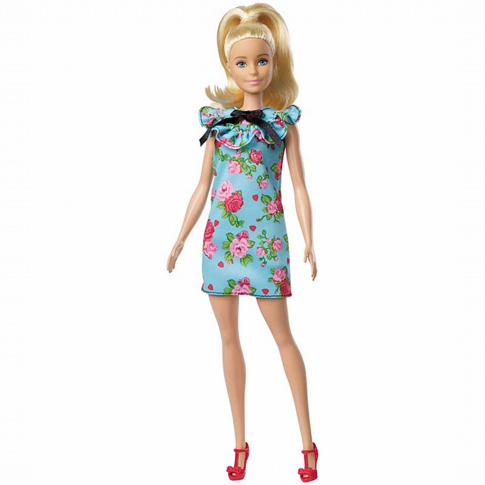 Papusa barbie fashionista cu par blond prins in coada