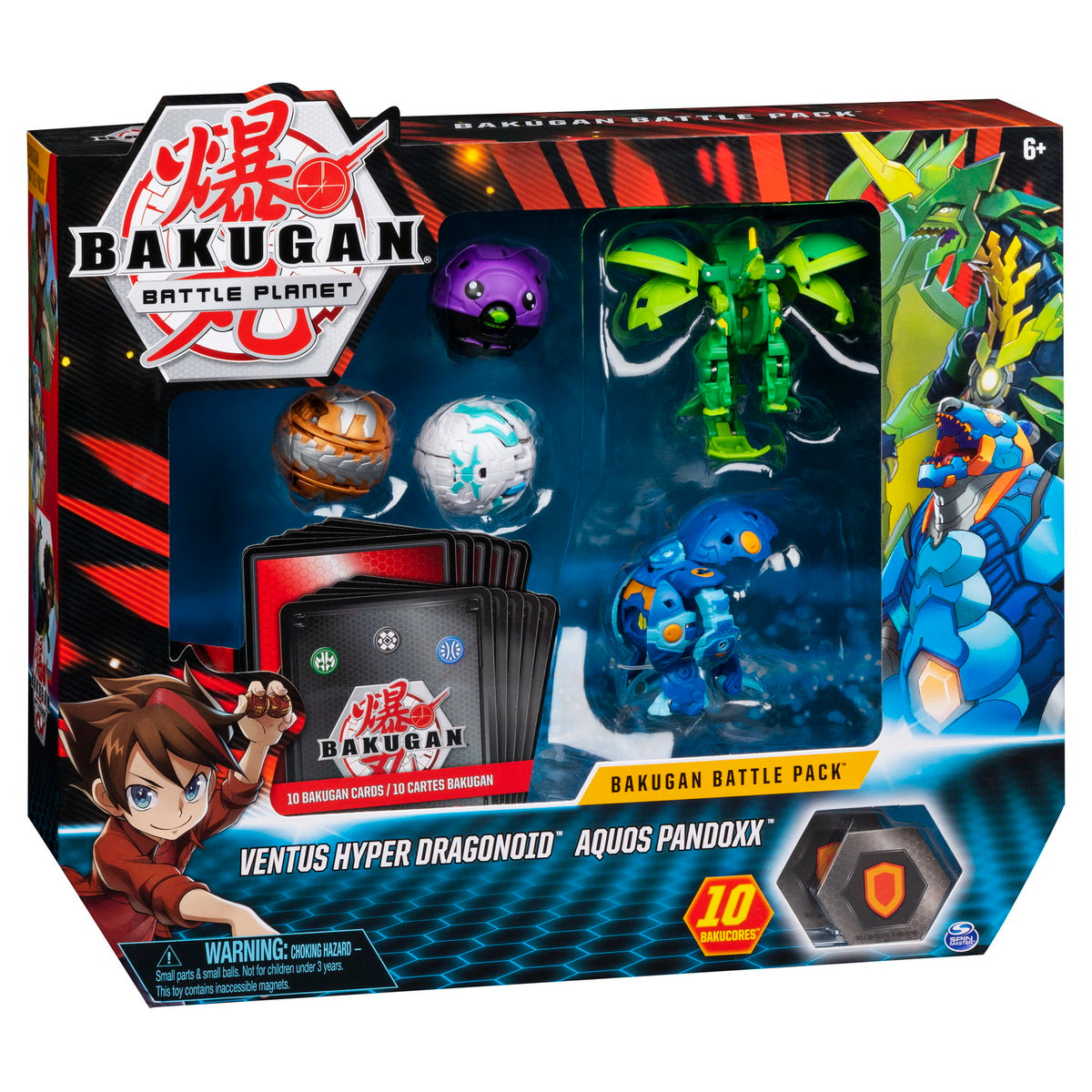 Bakugan set de lupta cu 5 bile ventus hyper dragonoid si aquos pandoxx