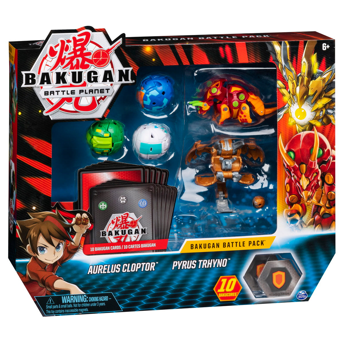 Bakugan set de lupta cu 5 bile aurelus cloptor si pyrus trhyno