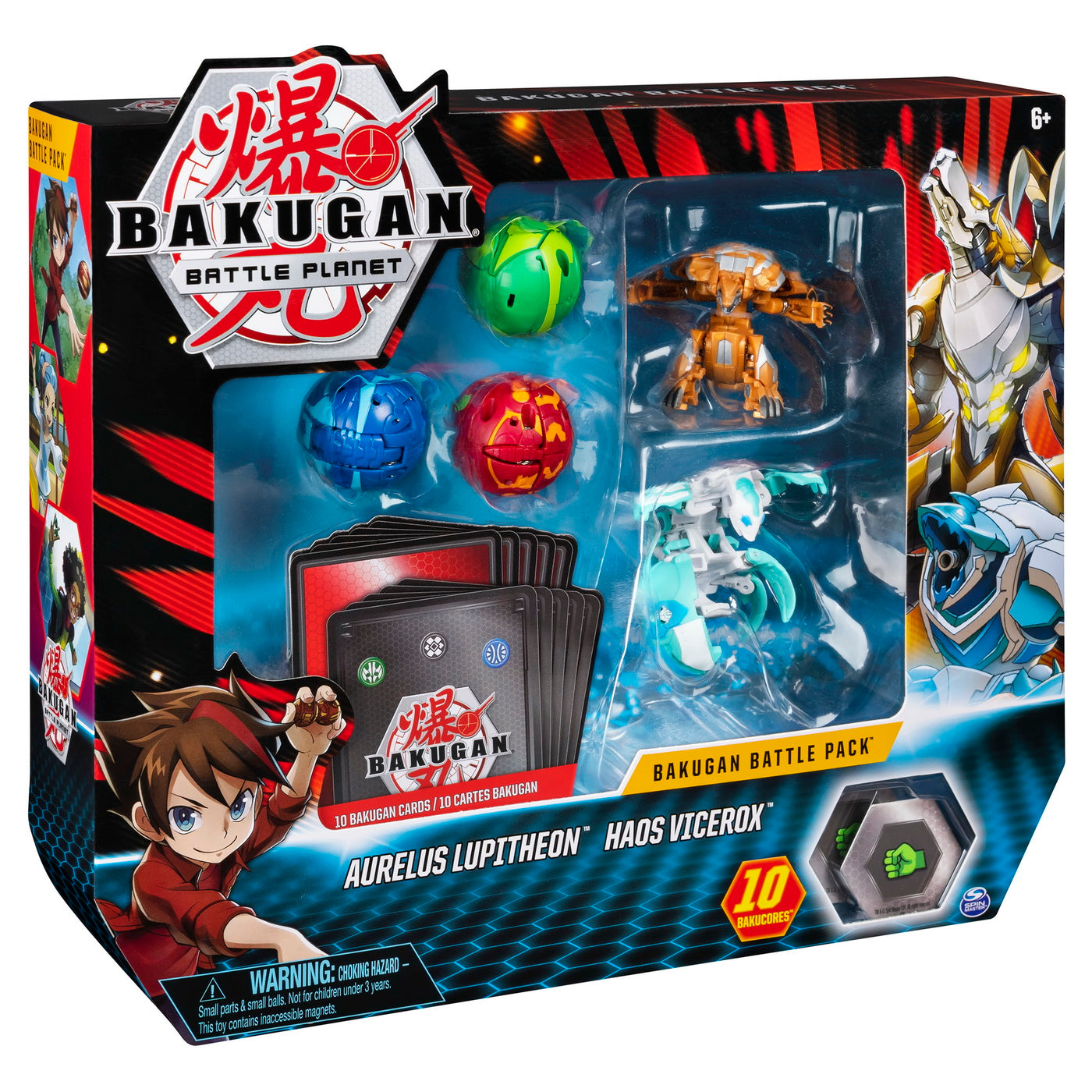 Bakugan set de lupta cu 5 bile aurelus lupitheon si haos vicerox