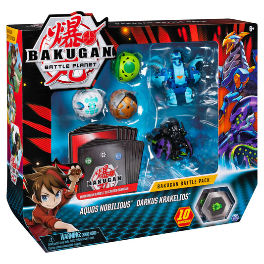 Bakugan set de lupta cu 5 bile aquos nobilious si darkus krakelios