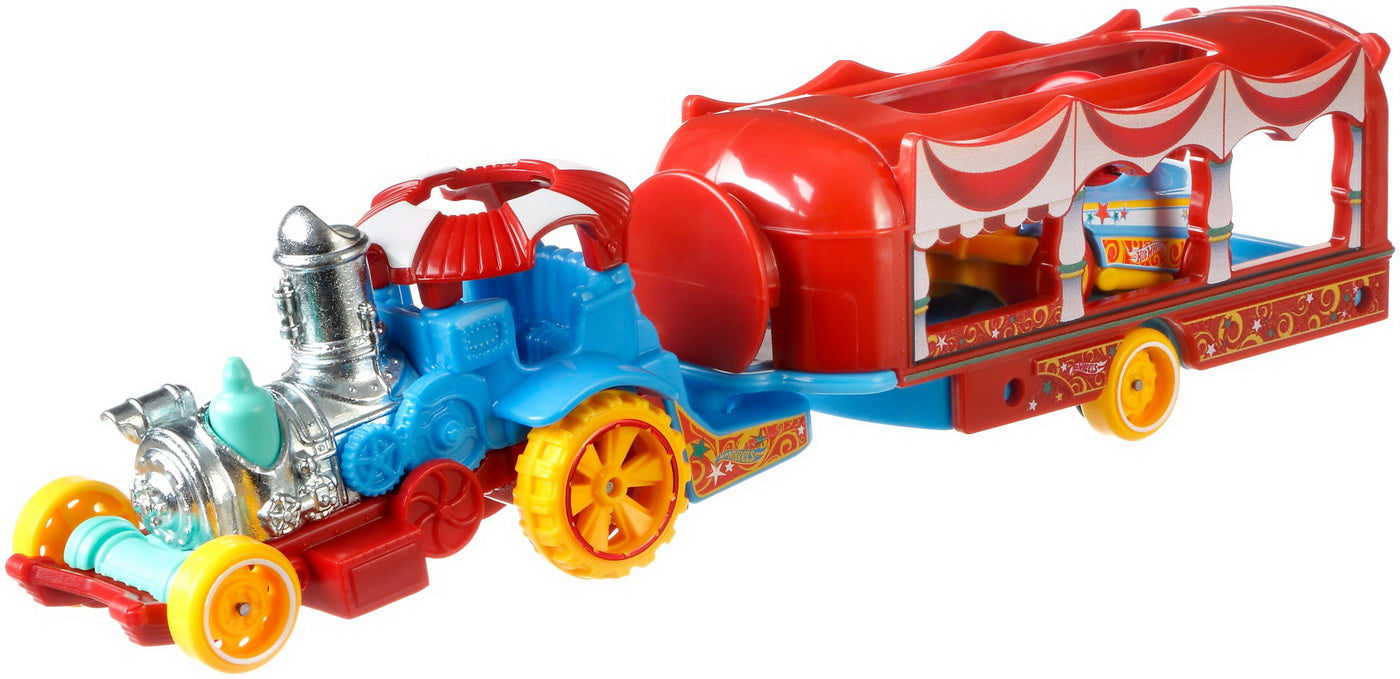 Set camion si masina sport hot wheels carnival steamer