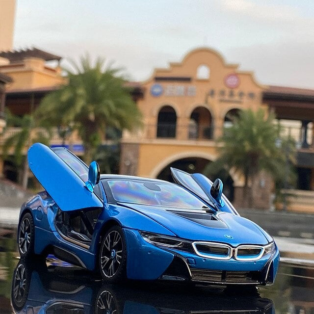 Masinuta metalica bmw i8 albastru scara 1 la 24