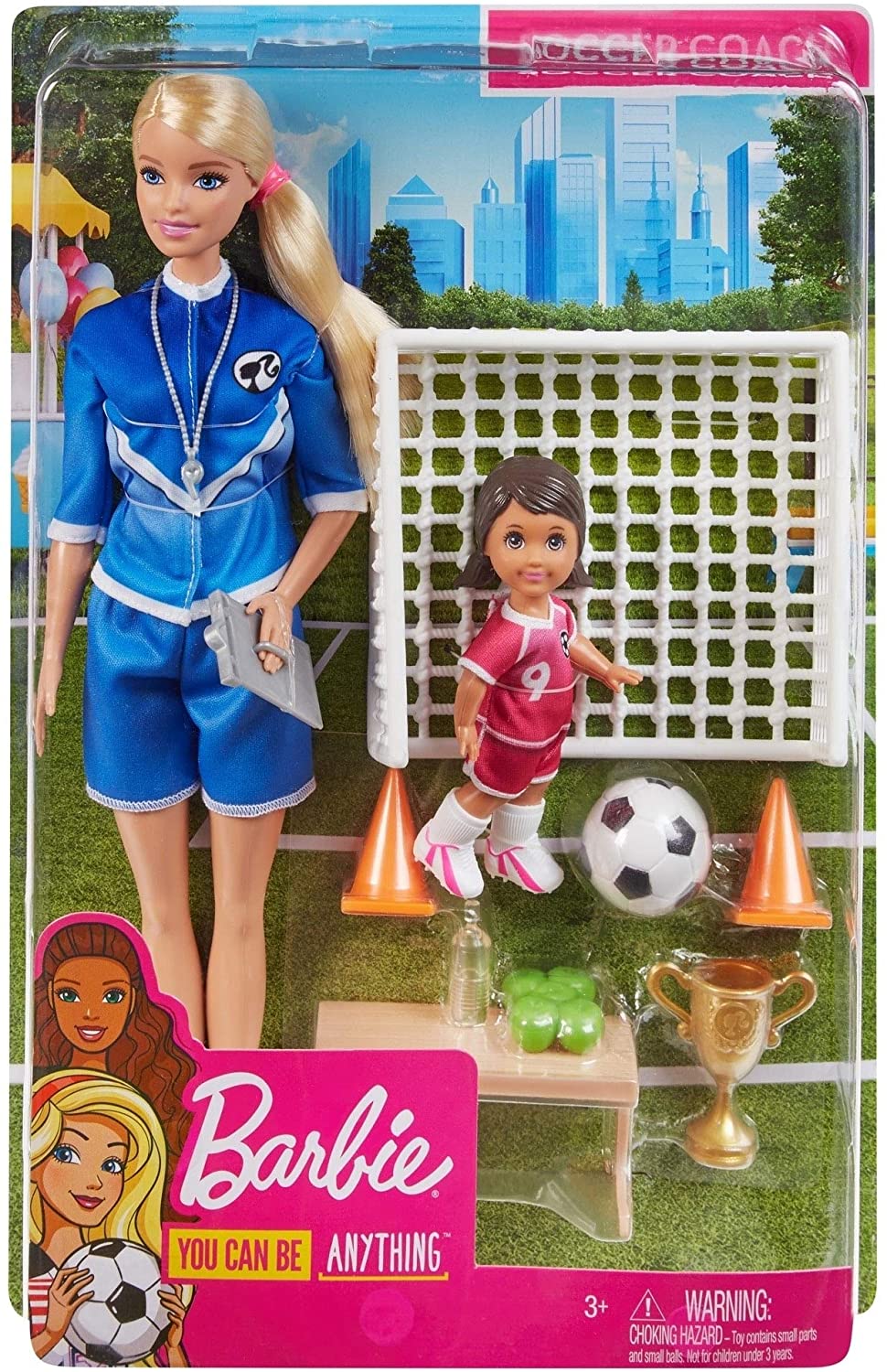 Barbie papusa cariere set sport antrenor de fotbal blonda