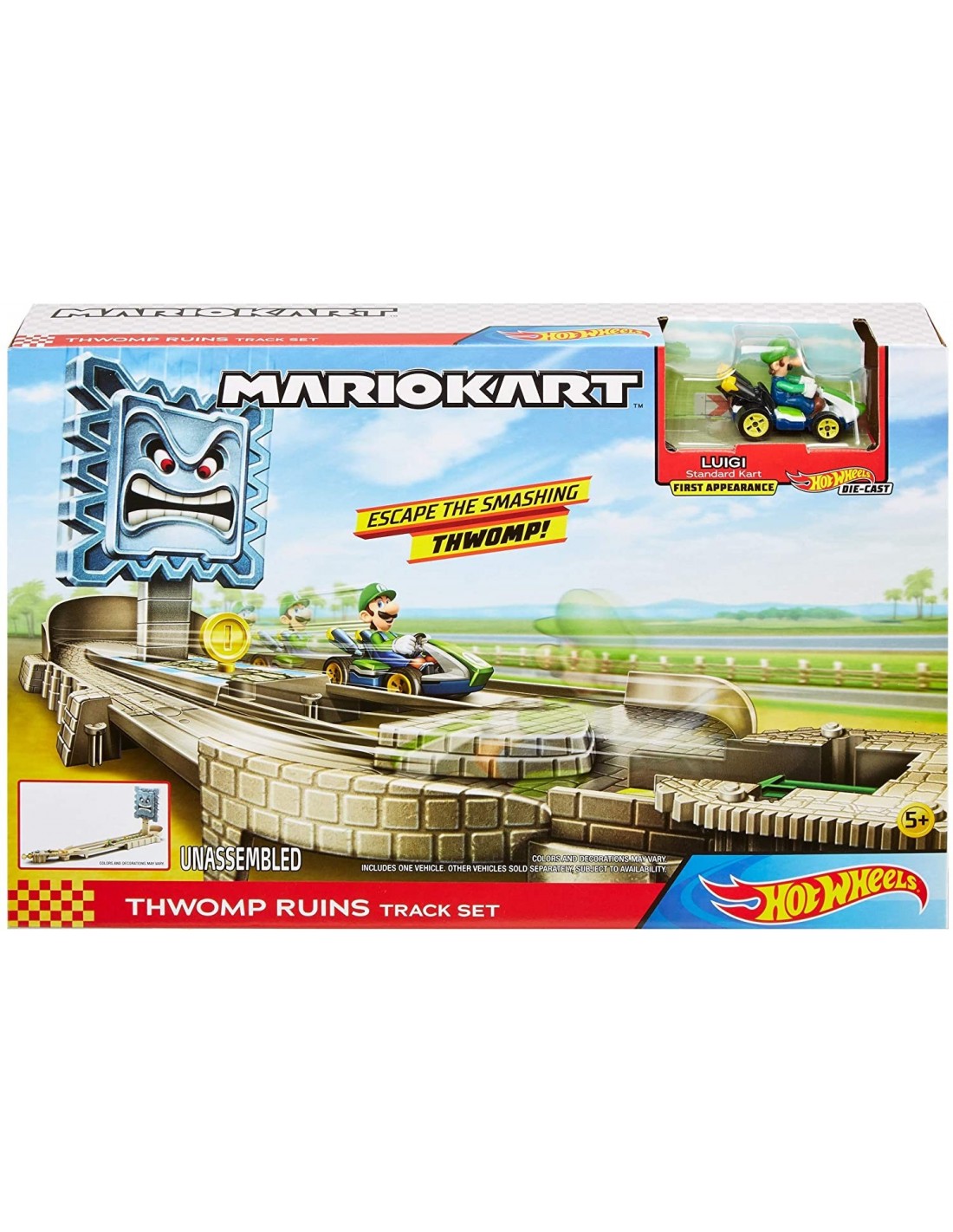 Hot wheels pista mario kart ruinele thwomp