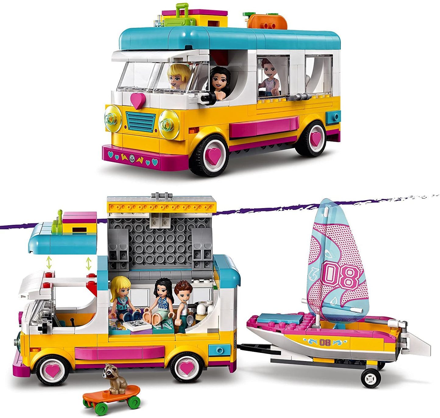 Lego friends furgoneta de camping si barca cu panze 41681