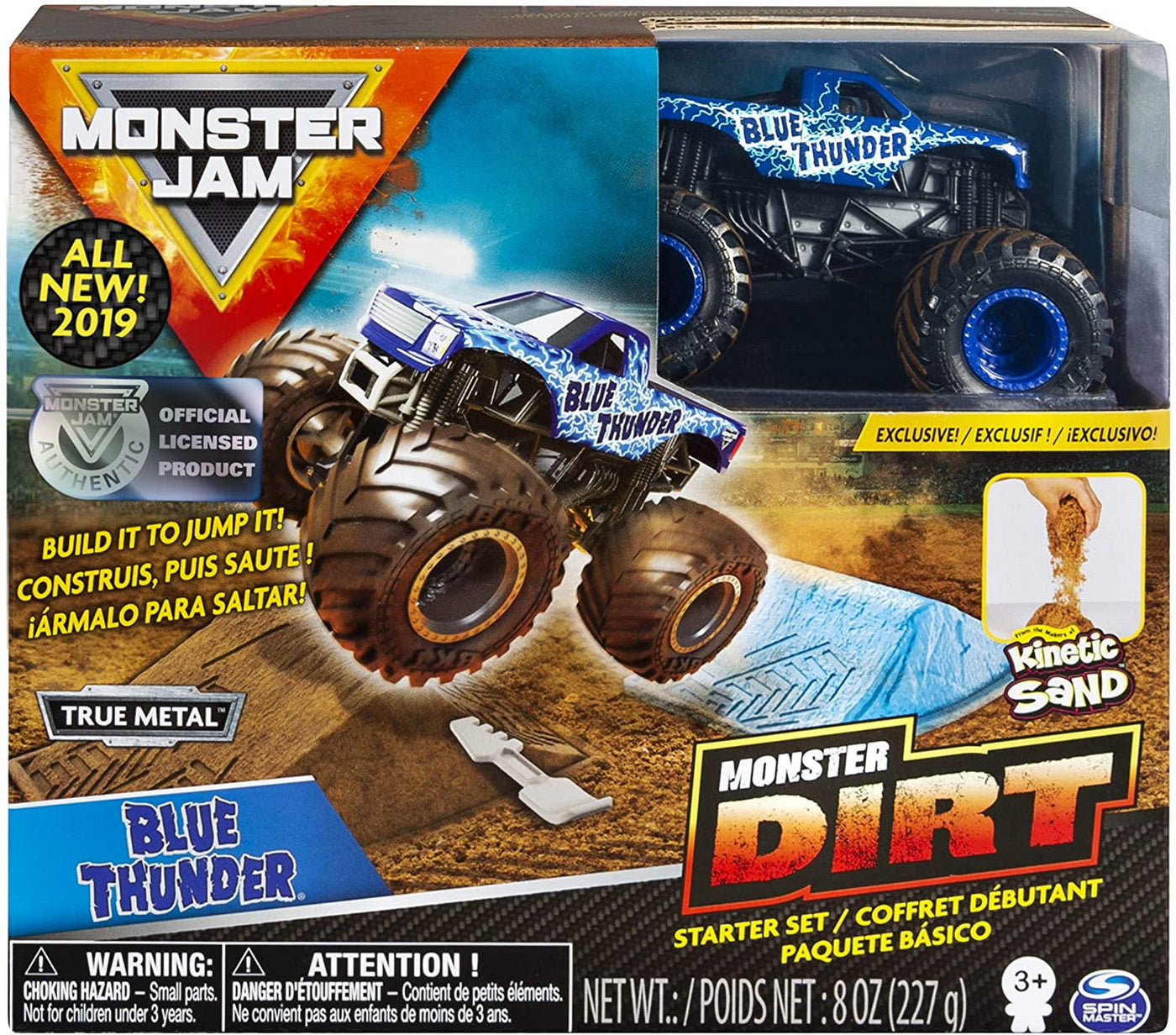 Monster jam set camioneta cu nisip kinetic thunder blue