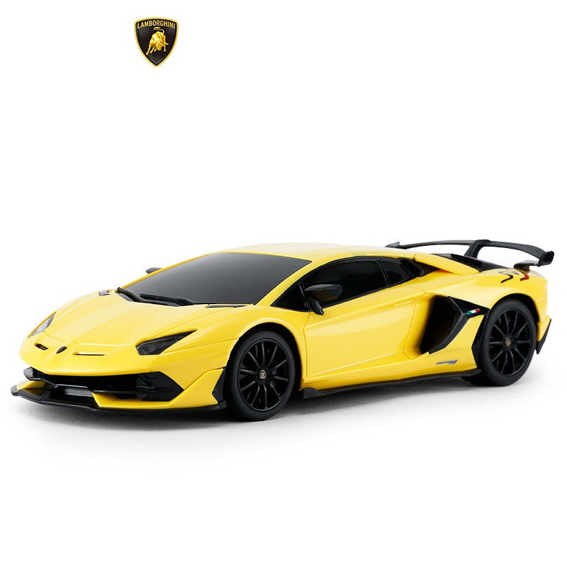 Masina cu telecomanda lamborghini aventador svj galben cu scara 1 la 24