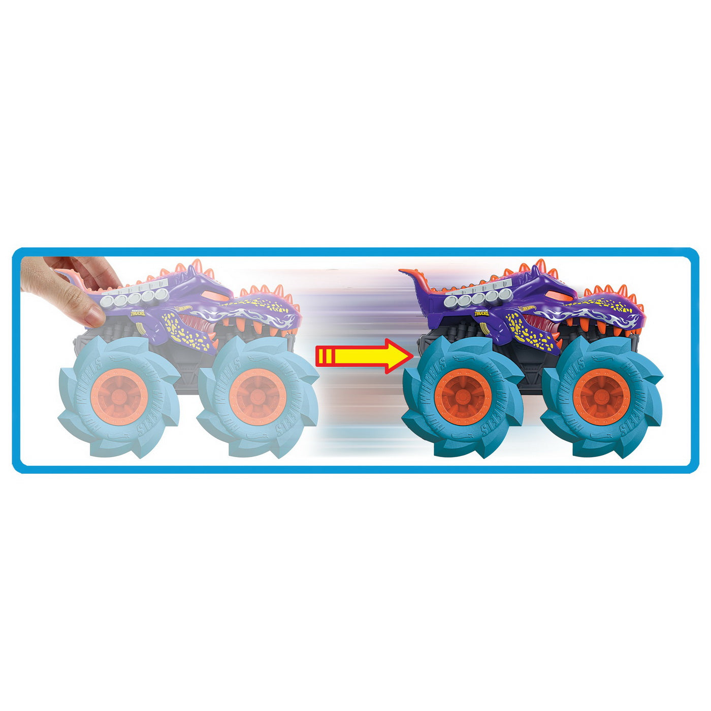 Hot wheels monster truck masinuta twister tredz mega wrex albastru scara 1:43