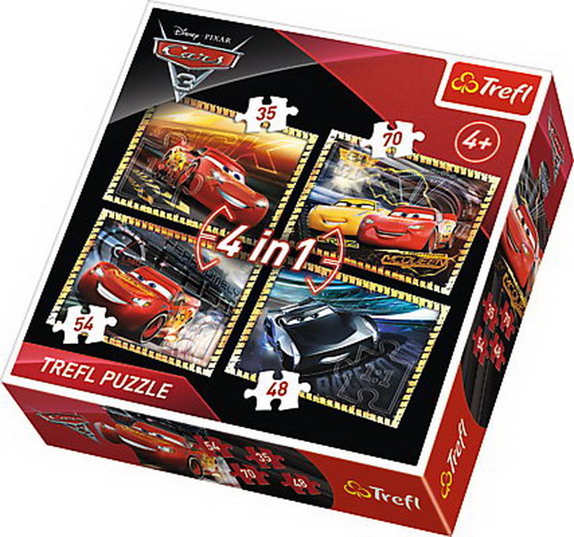 Puzzle trefl 4in1 pregatiti de cursa cars3