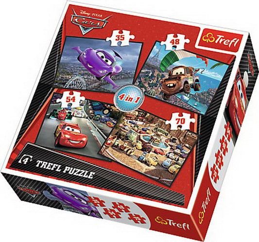 Puzzle trefl 4in1 startul unei calatorii cars