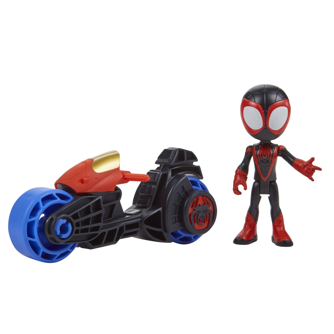 Spidey prietenii extraordinari set motocicleta si figurina miles morales spider man 10cm