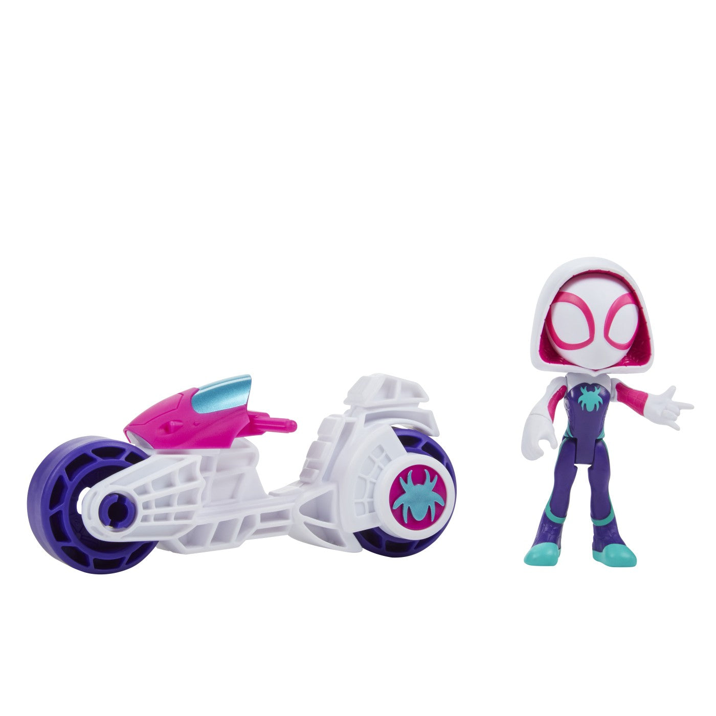 Spidey prietenii extraordinari set motocicleta si figurina ghost spider 10cm